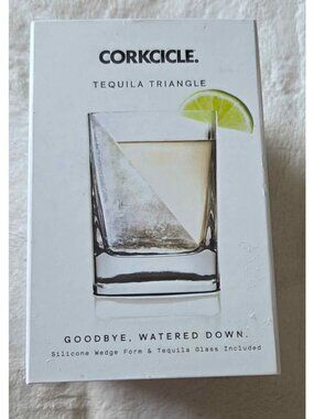 ​Brand New Corkcicle Tequila Triangle Glass & Silicone Ice Wedge Form Set